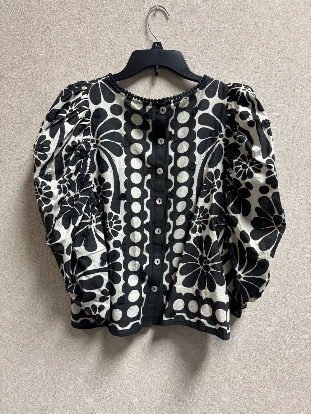 Farm Rio Palermo Puff-Sleeve Button-Back Blouse Size Medium - Picture 5 of 13